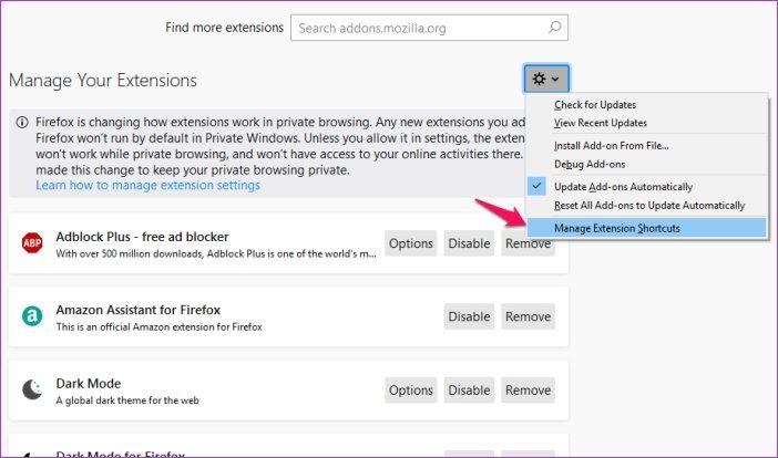 Настройка сочетаний клавиш Firefox 3