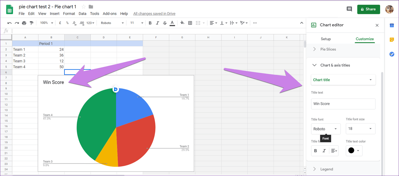 Добавить круговую диаграмму Google Docs 8