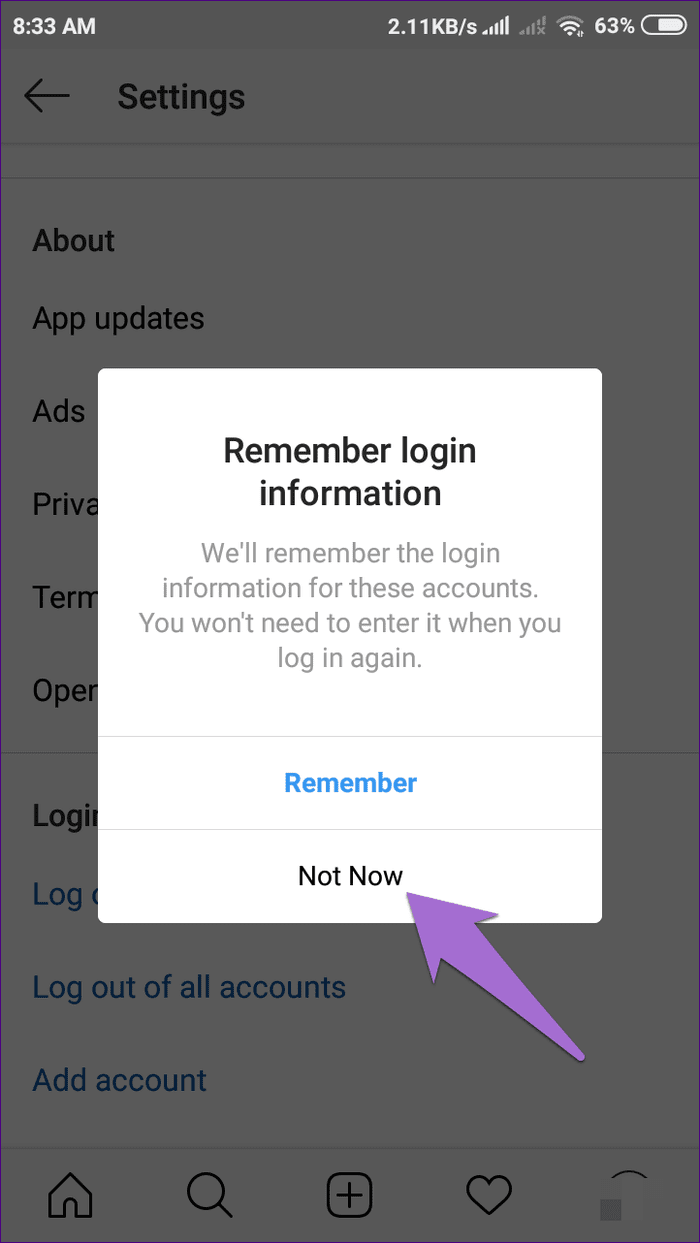 Instagram Удалить запомненный аккаунт 4