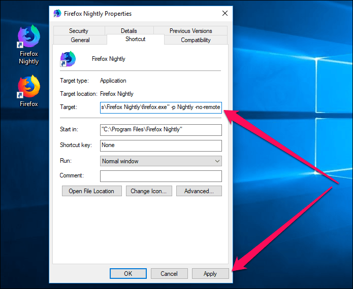 Отдельный профиль Firefox Nightly Quantum 9