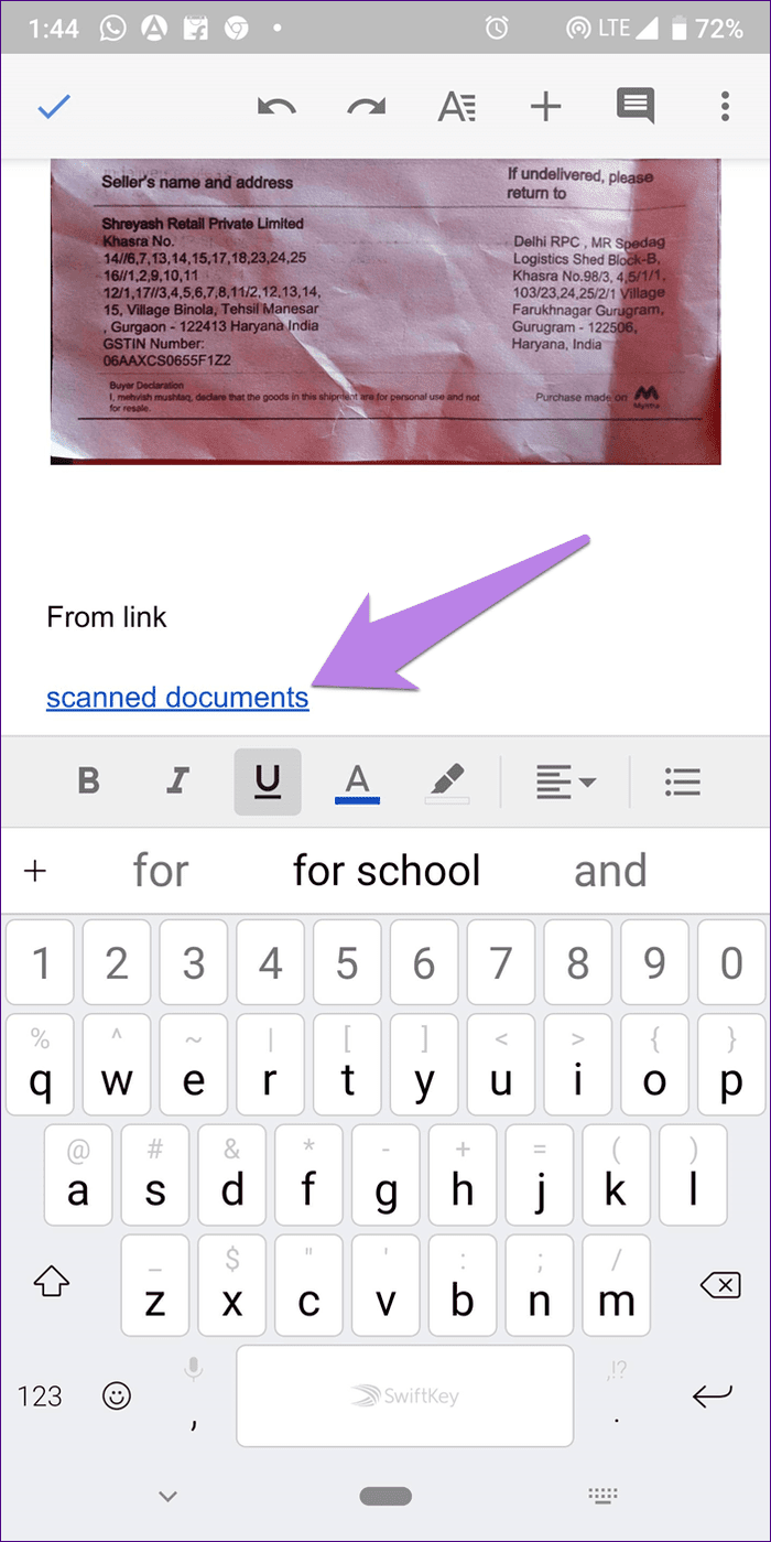 Добавить отсканированное изображение Документы Google 12