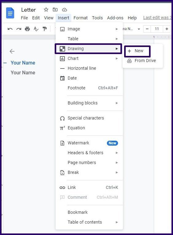 Как создавать и вставлять подписи в Google Docs шаг 4