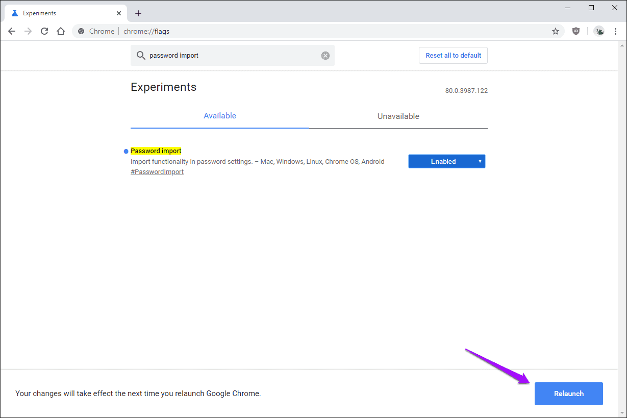 Импорт пароля Chrome 4 CSV