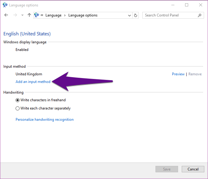 Изменить язык клавиатуры Windows 10 на нас