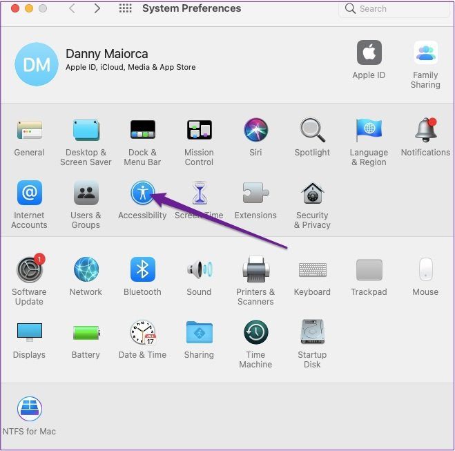 Вкладка «Специальные возможности» для Mac
