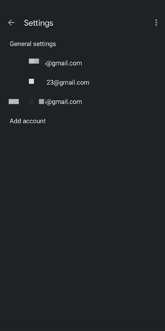 Настройки приложения Gmail