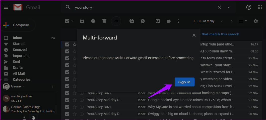 Переслать несколько писем в Gmail 3
