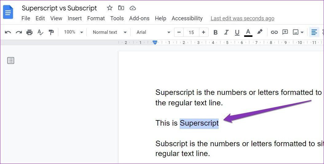 Выделите текст в Google Docs