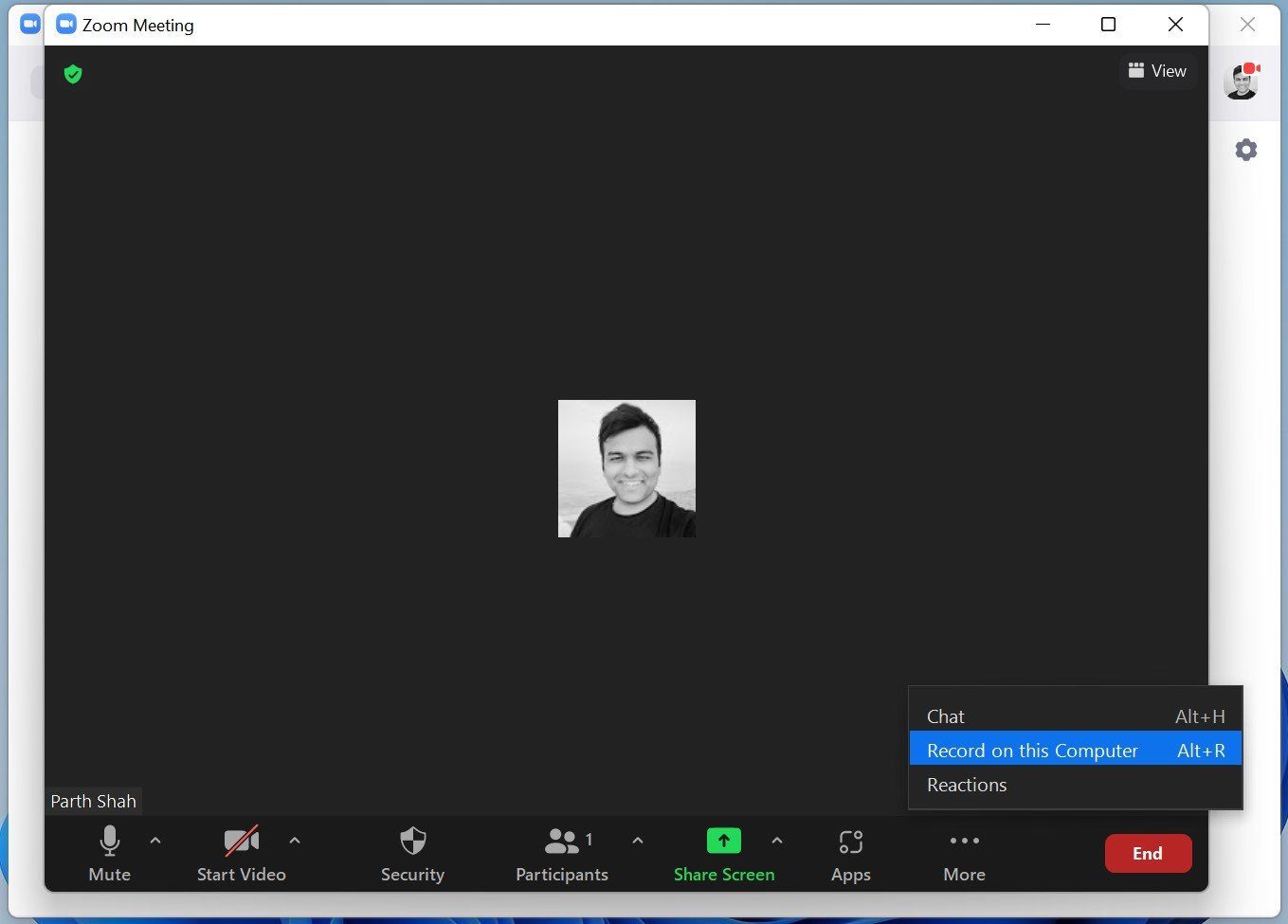Запись видео Zoom в Windows
