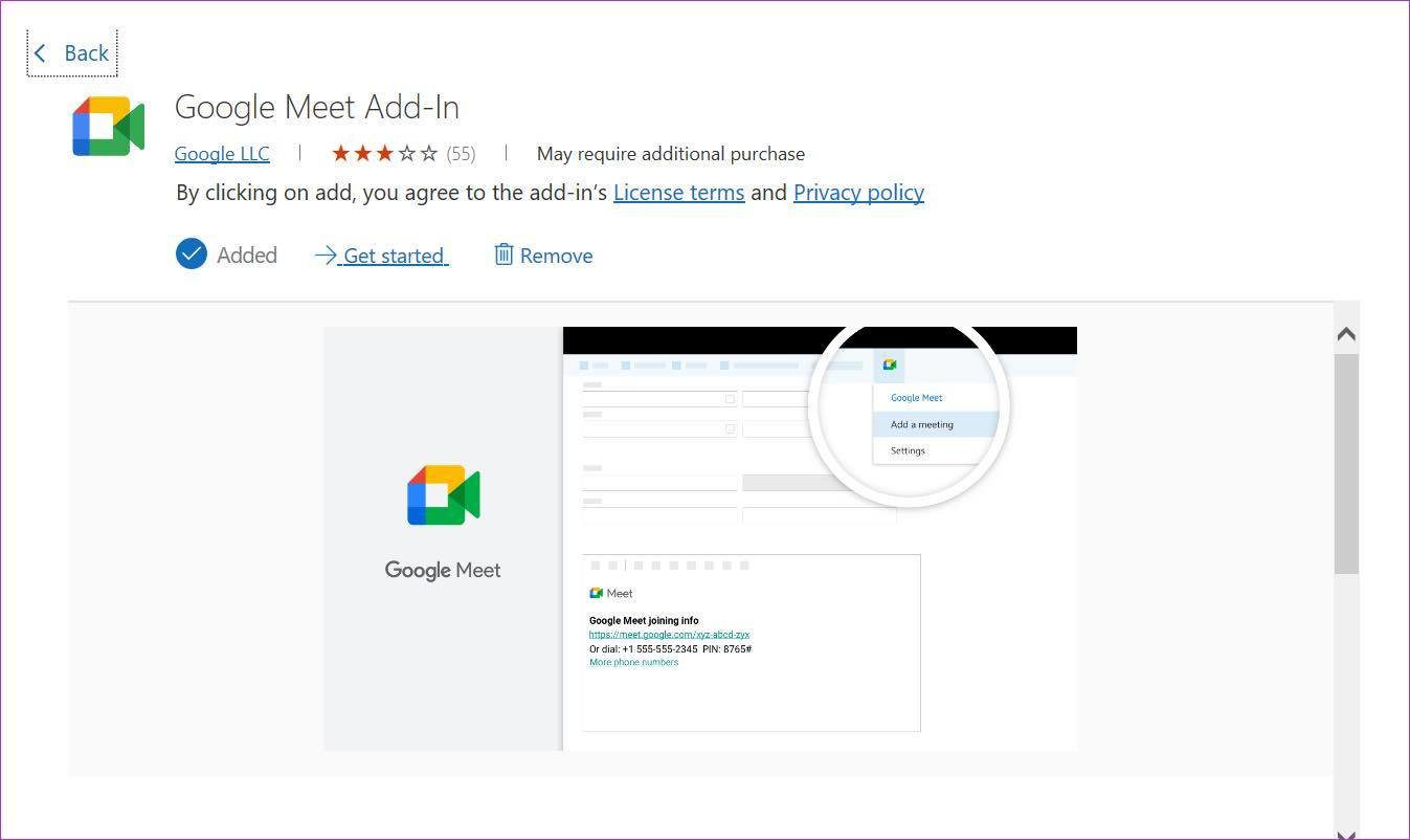 Добавление Google Meet в окна Outlook
