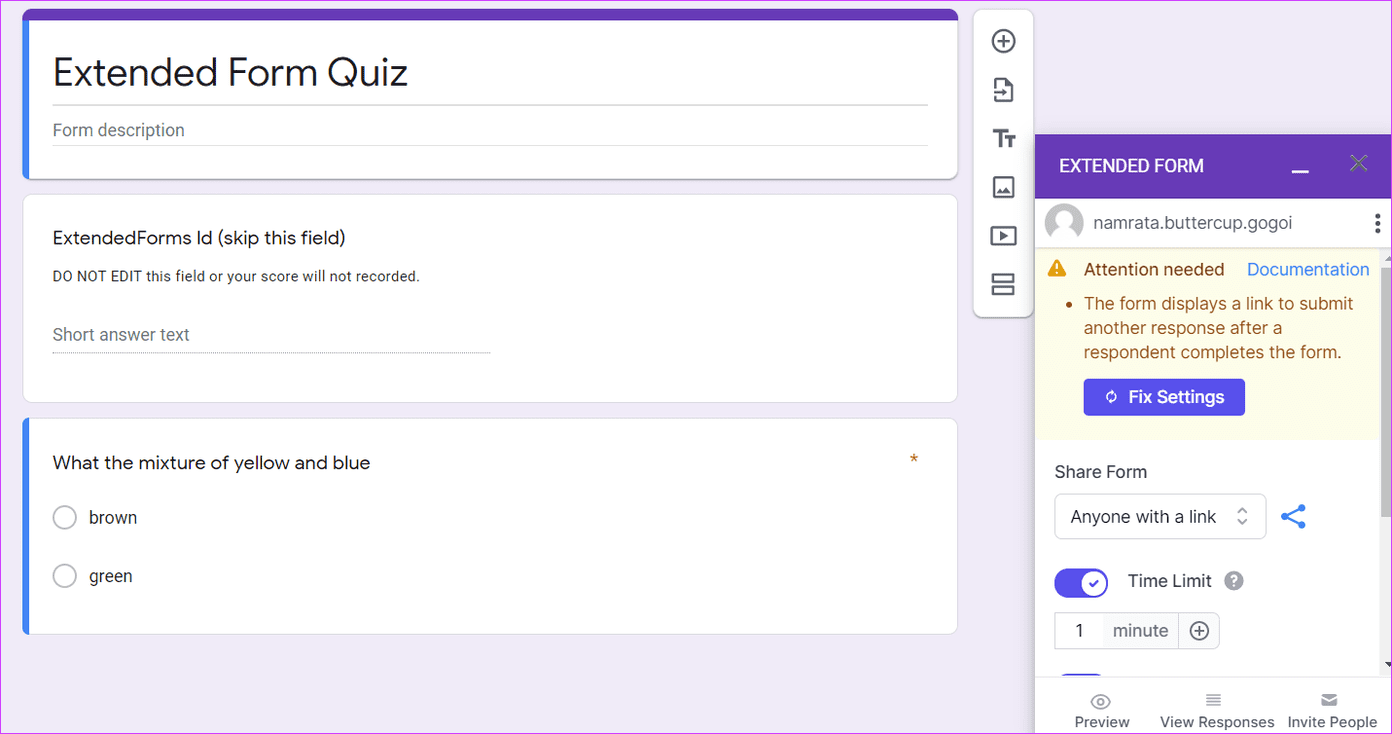 Re Как добавить таймер в викторину в Google Forms 3
