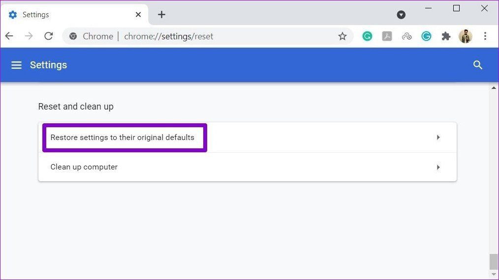 Сбросить Chrome