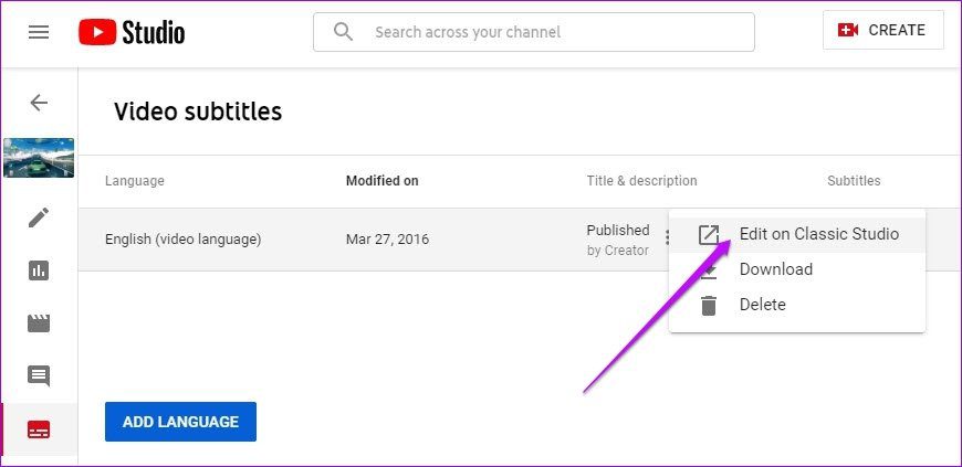 Добавить текстовые субтитры к видео на Youtube после загрузки 3