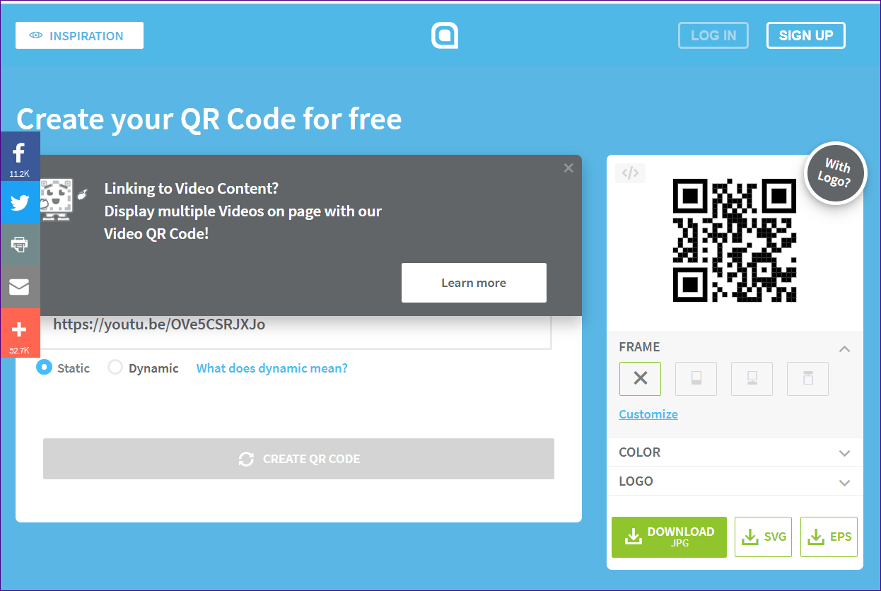 Создайте Qr-код для видео 7