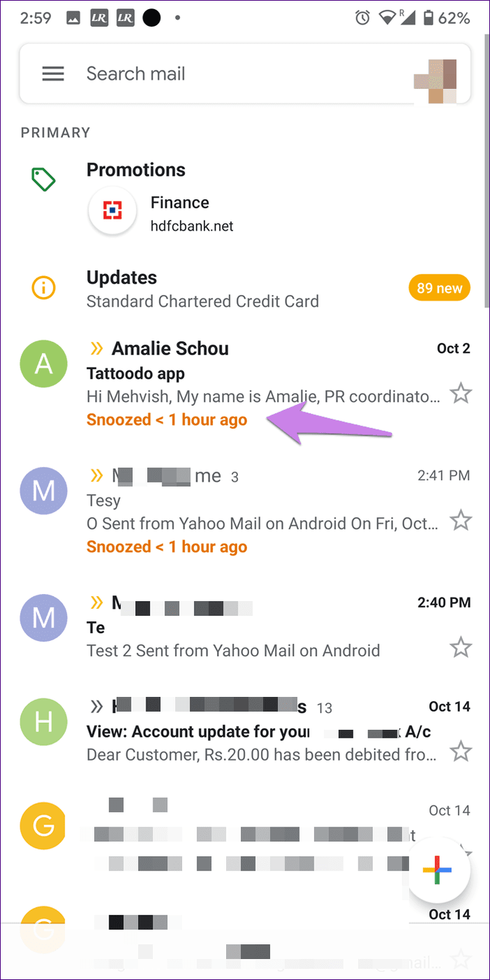 Отложить в Gmail Включить Отключить 2