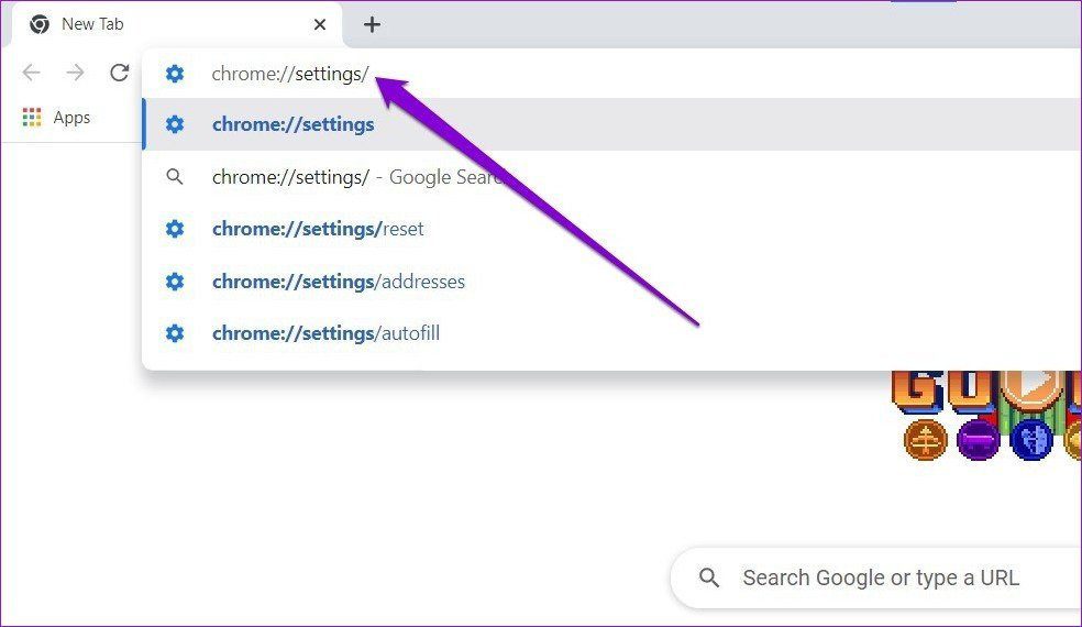 Откройте настройки Chrome