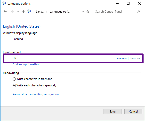 Изменить клавиатуру Windows 10 с Великобритании на США 06