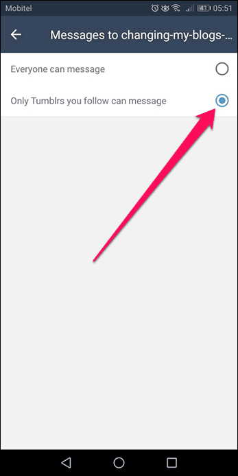 Tumblr Отключить обмен мгновенными сообщениями 9