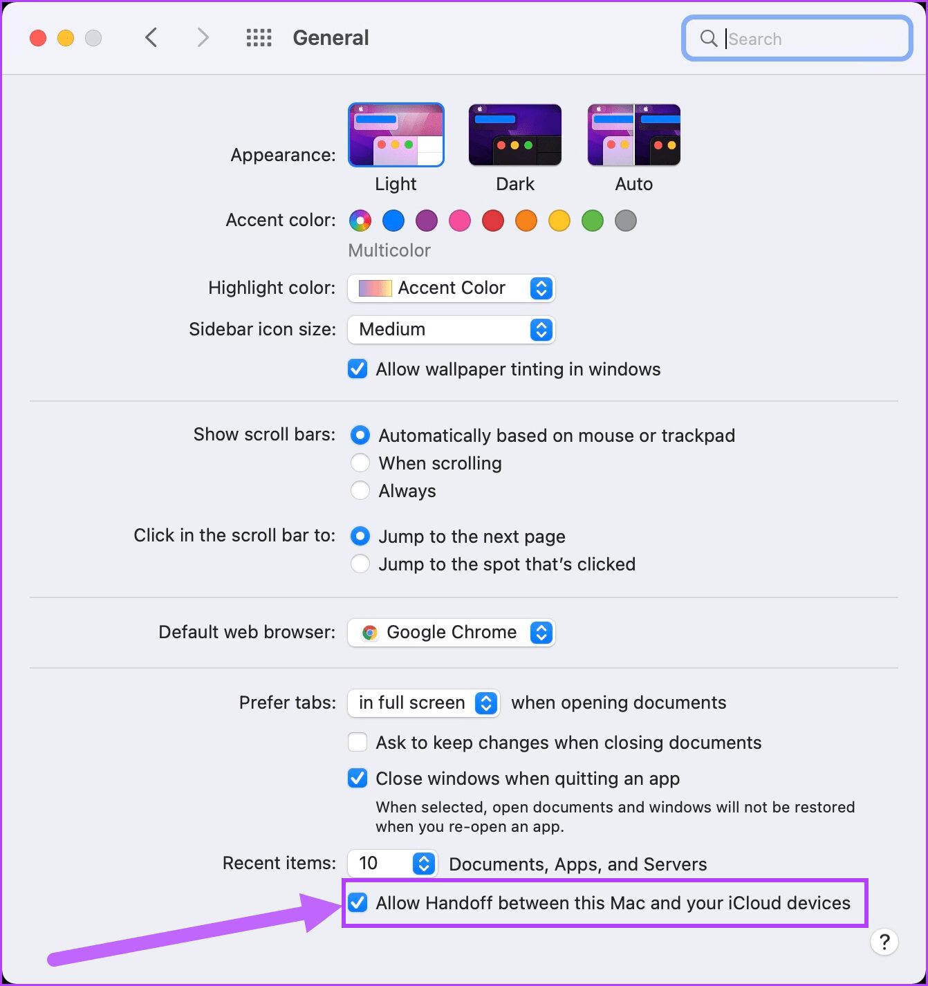 6. Включите передачу обслуживания на Mac и iPad 3.