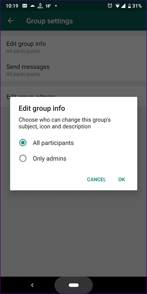 Ограниченные настройки группы WhatsApp 4