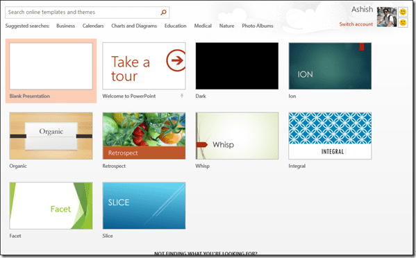 Стартовый экран PowerPoint
