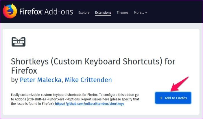 Настройка сочетаний клавиш Firefox 6