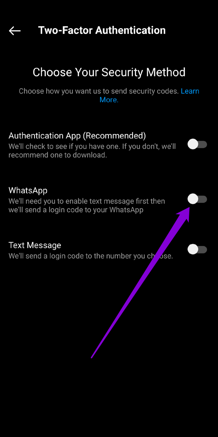 Используйте Whats App для двухфакторной аутентификации в Instagram