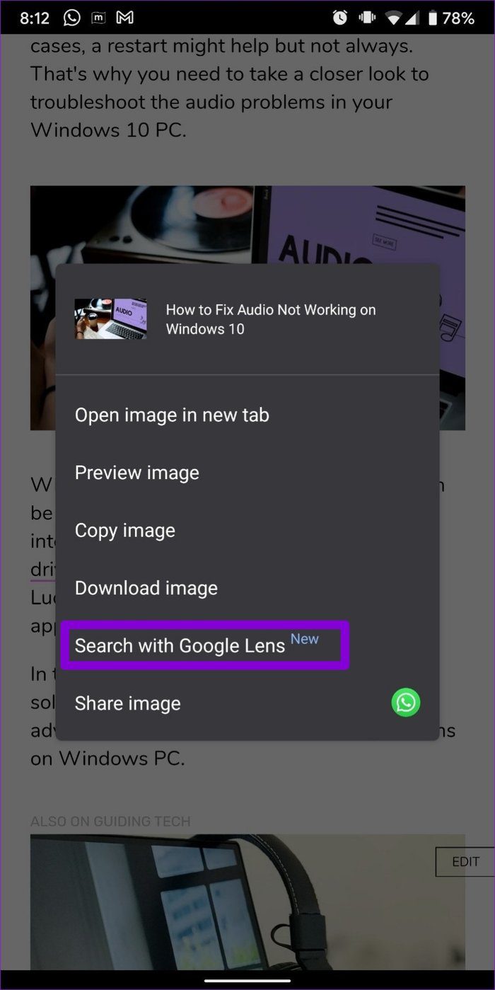 Поиск с помощью Google Lens в Google Chrome