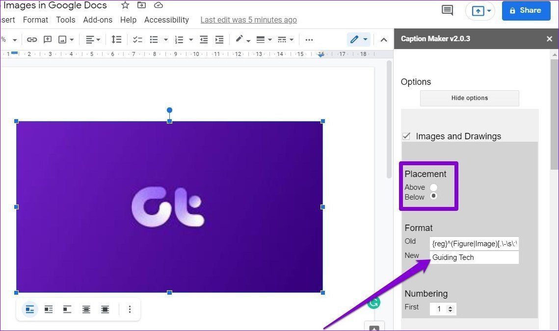 Надстройка Caption Maker для Google Docs