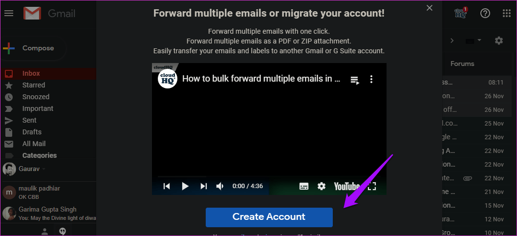 Переслать несколько писем в Gmail 8