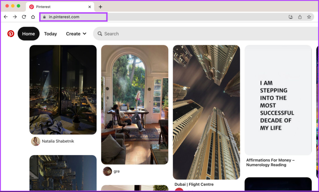 откройте веб-сайт Pinterest на своем компьютере.