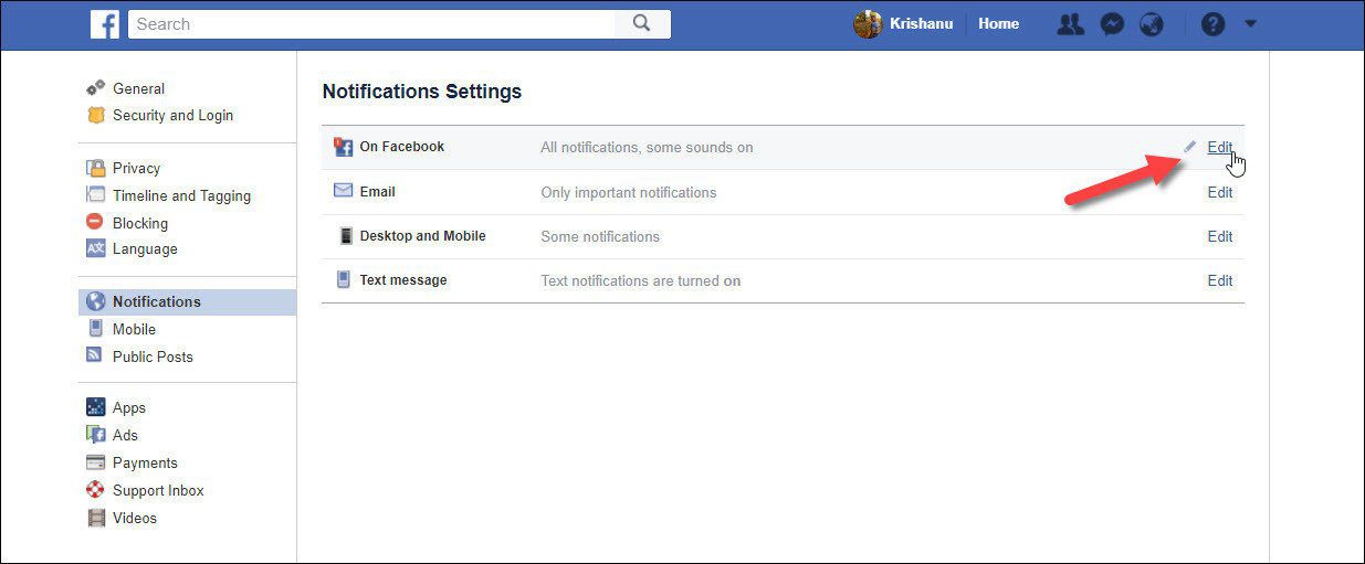 Уведомления на странице Facebook 6