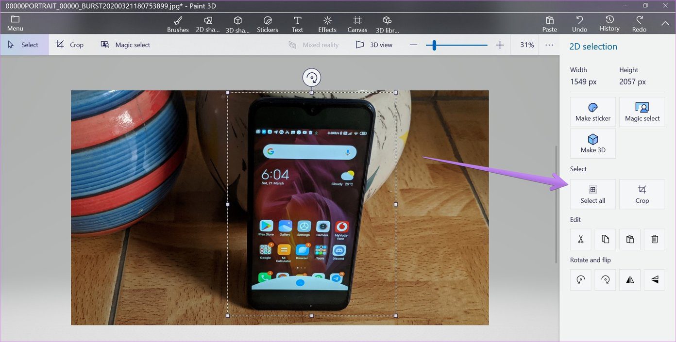 Как использовать Paint 3D для редактирования фотографий 6