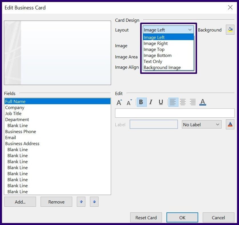 Как создавать и использовать визитки в Outlook шаг 6