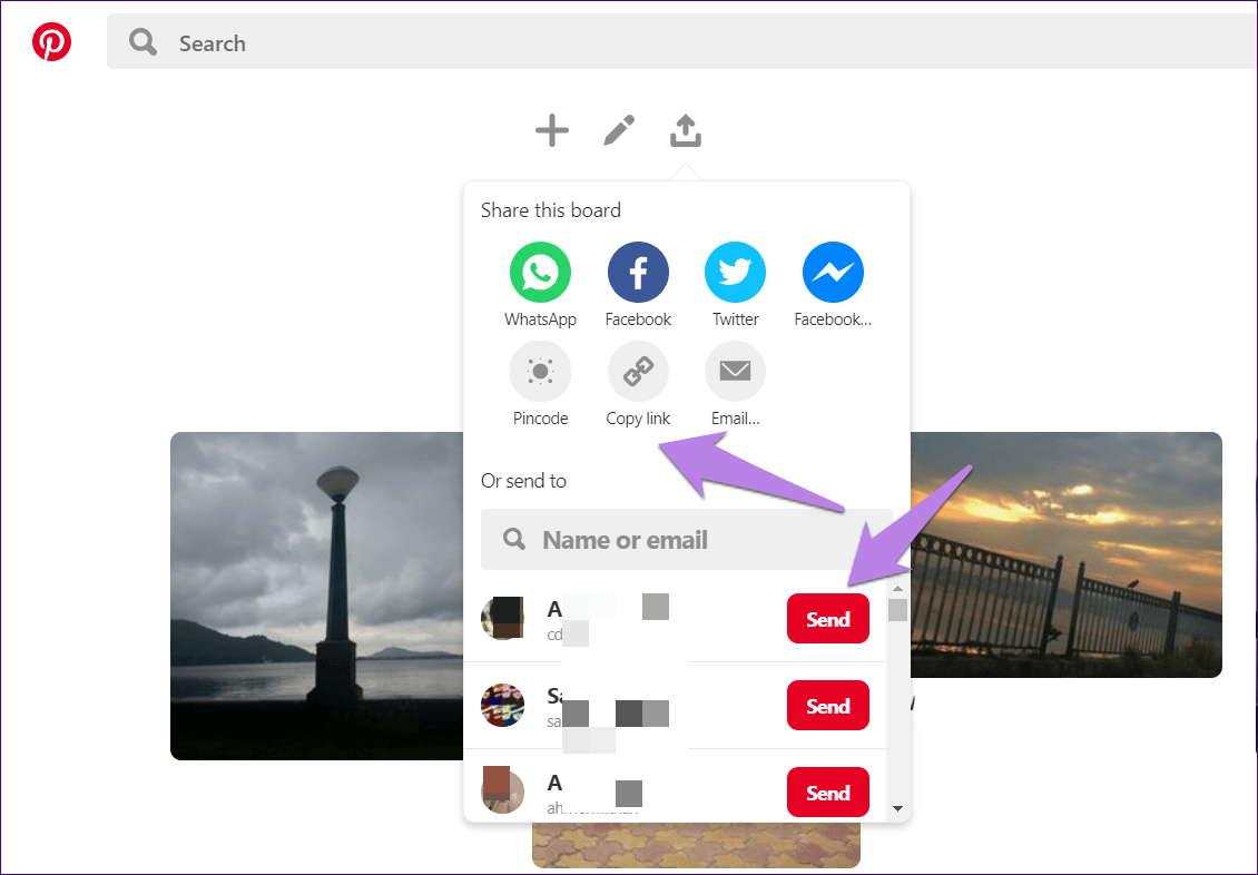 Поделитесь досками Pinterest 3