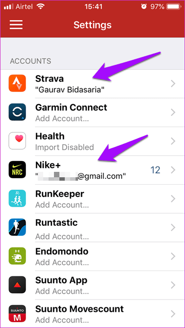 Трансфер выполняется с Nike на Strava 14