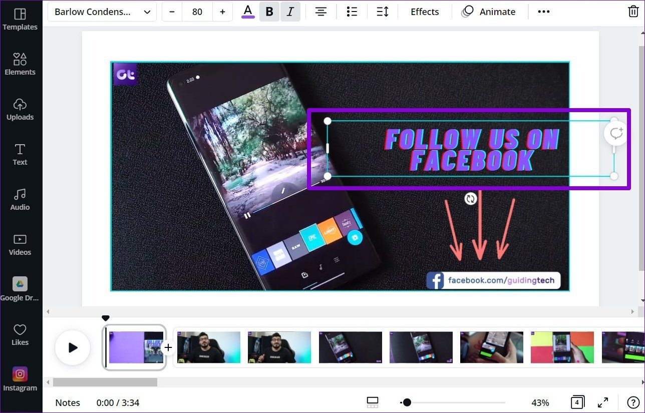 Редактировать текст в Canva