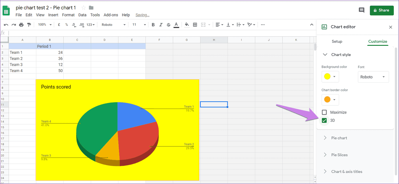 Добавить круговую диаграмму Google Docs 15