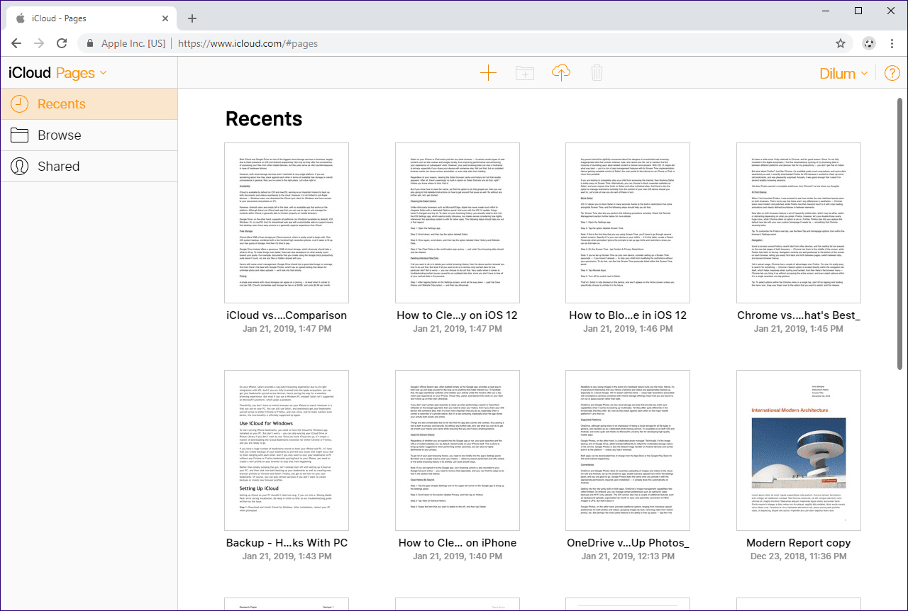 Сравнение Icloud Pages и Google Docs 3