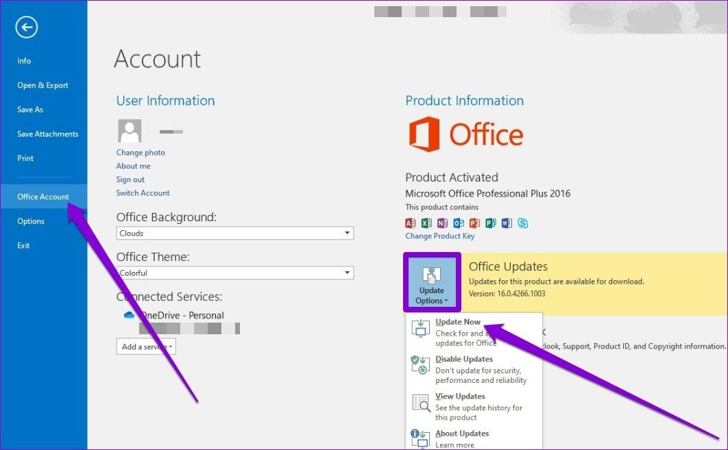 Обновить Outlook