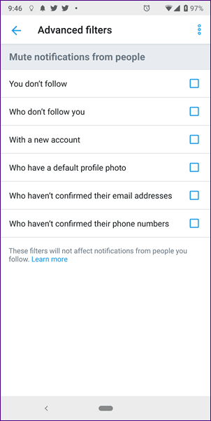 Отключить уведомления о новостях Twitter для вас 18