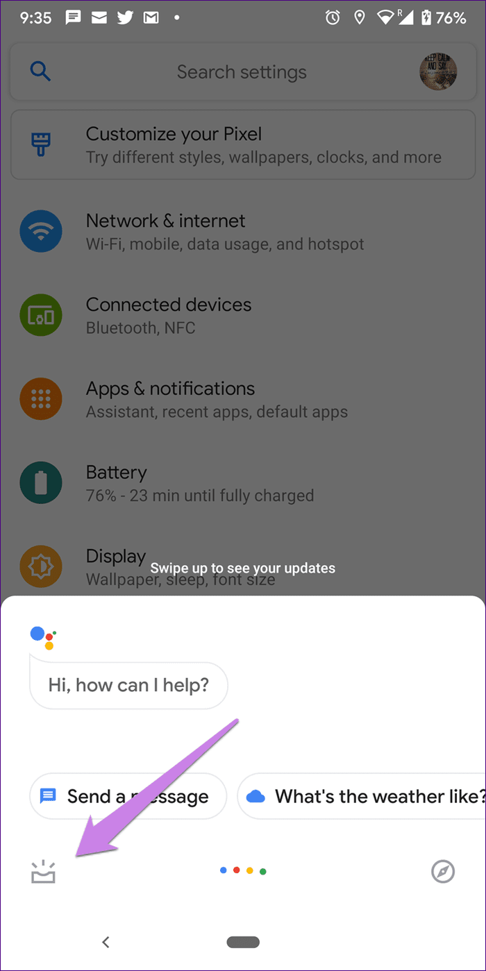 Отключить напоминания Google Assistant о счете 1