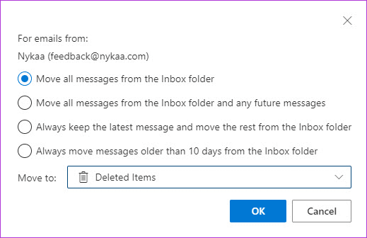 Создание и управление правилами в Office 365 Webmail 5