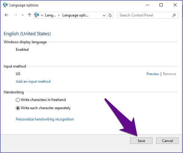 Изменить клавиатуру Windows 10 с Великобритании на США 07