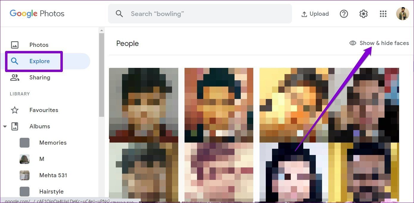 Отображение скрытых лиц в Google Фото на ПК