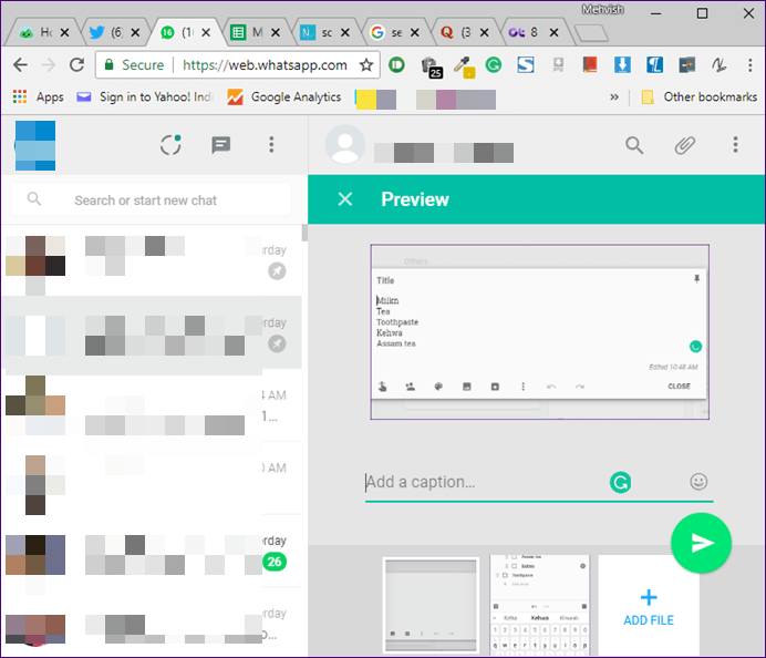 Поделиться скриншотом WhatsApp Web 6