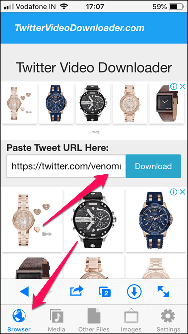 Скачать видео из Twitter на Iphone Mymedia 1