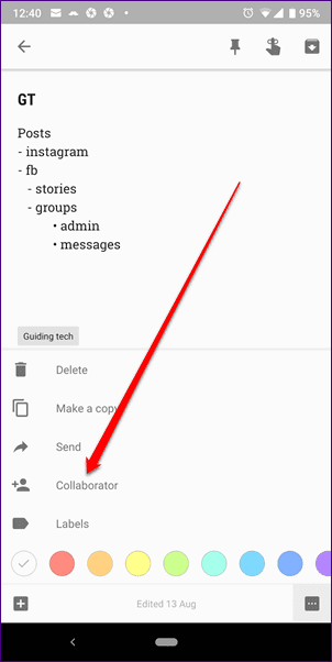 Перенести перенос Google Keep Notes в другую учетную запись 7