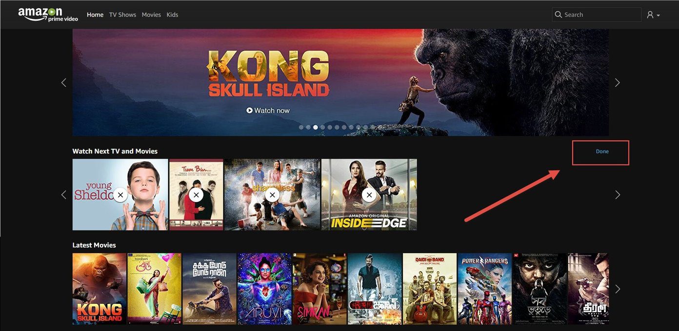 Amazon Prime Очистить Продолжить 3