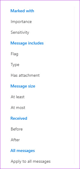 Создание и управление правилами в Office 365 Webmail 8